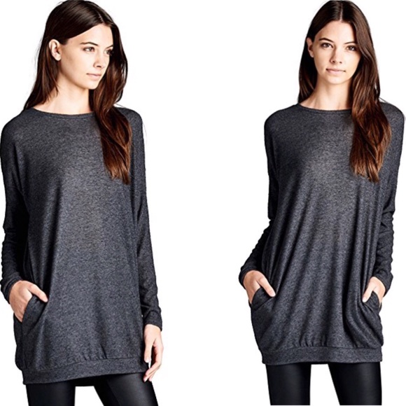 SOFT Sweatshirt Tunic Pockets Long Sleeve Pullover - Picture 7 of 8